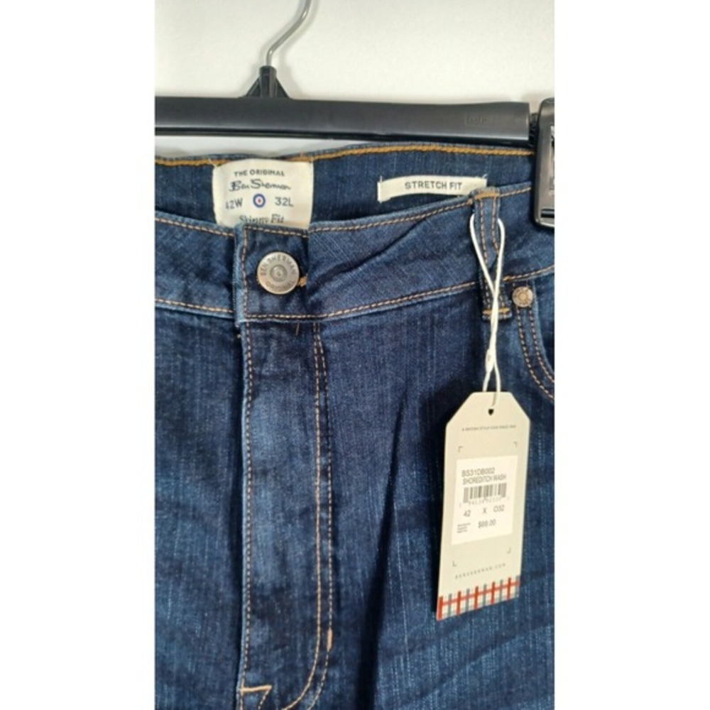Ben Sherman Shoreditch Wash Navy Blue Jeans Denim Stretch Skinny Fit 42W NWT - Picture 3 of 6